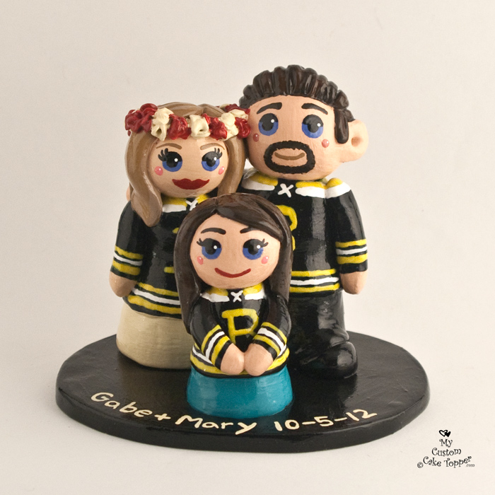 Bride And Groom with Daughter  Hockey Wedding  Cake  Topper  